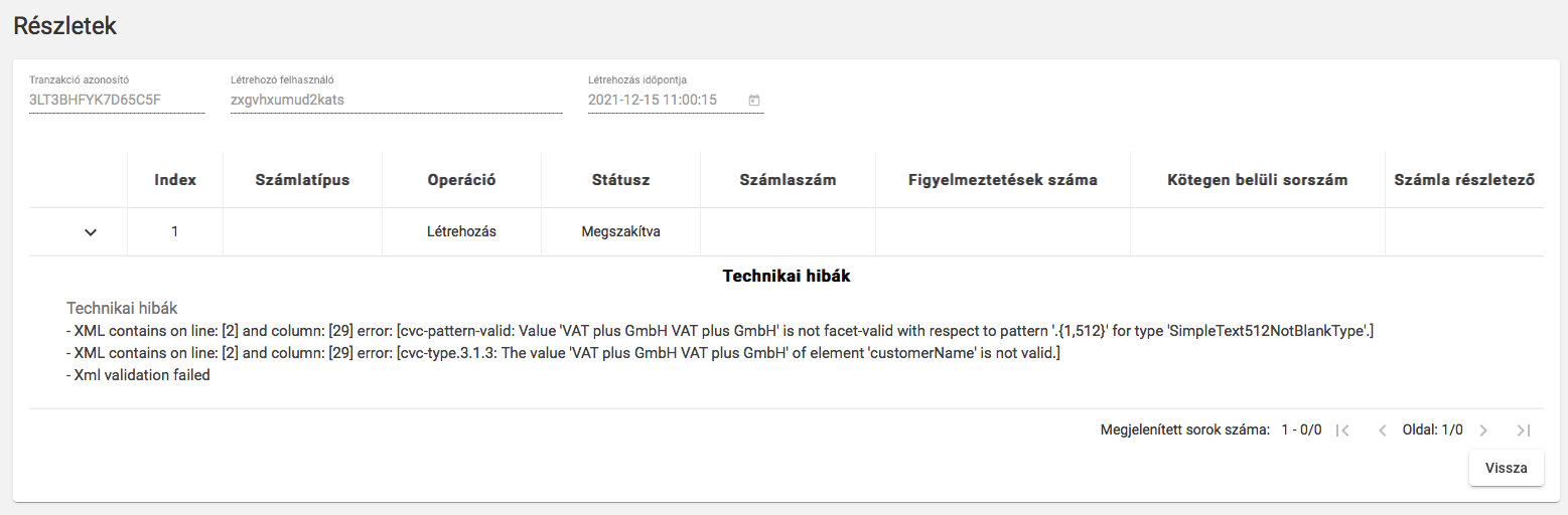 NAV Online Számla technikai hibák