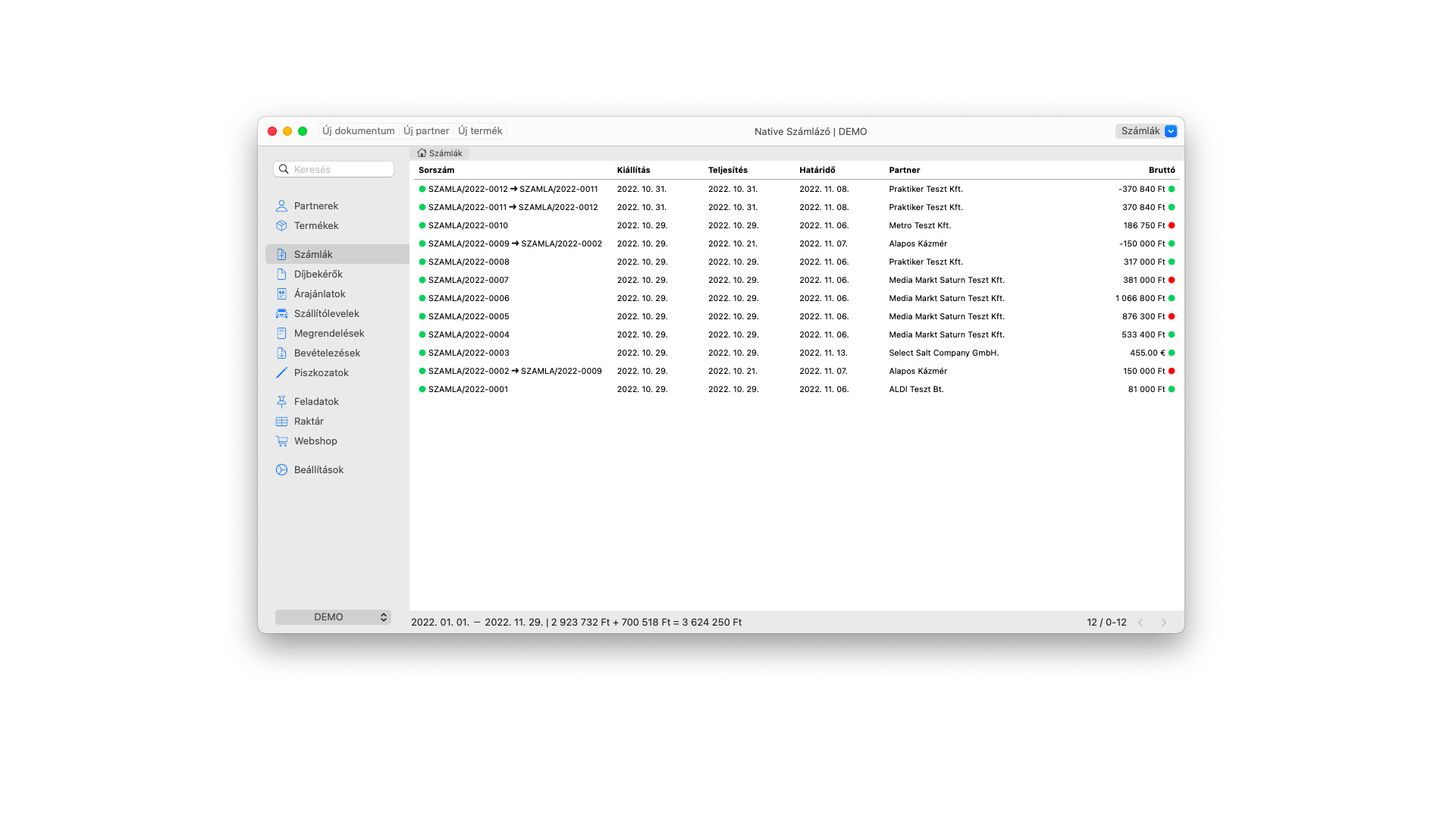 Számlalista (macOS)