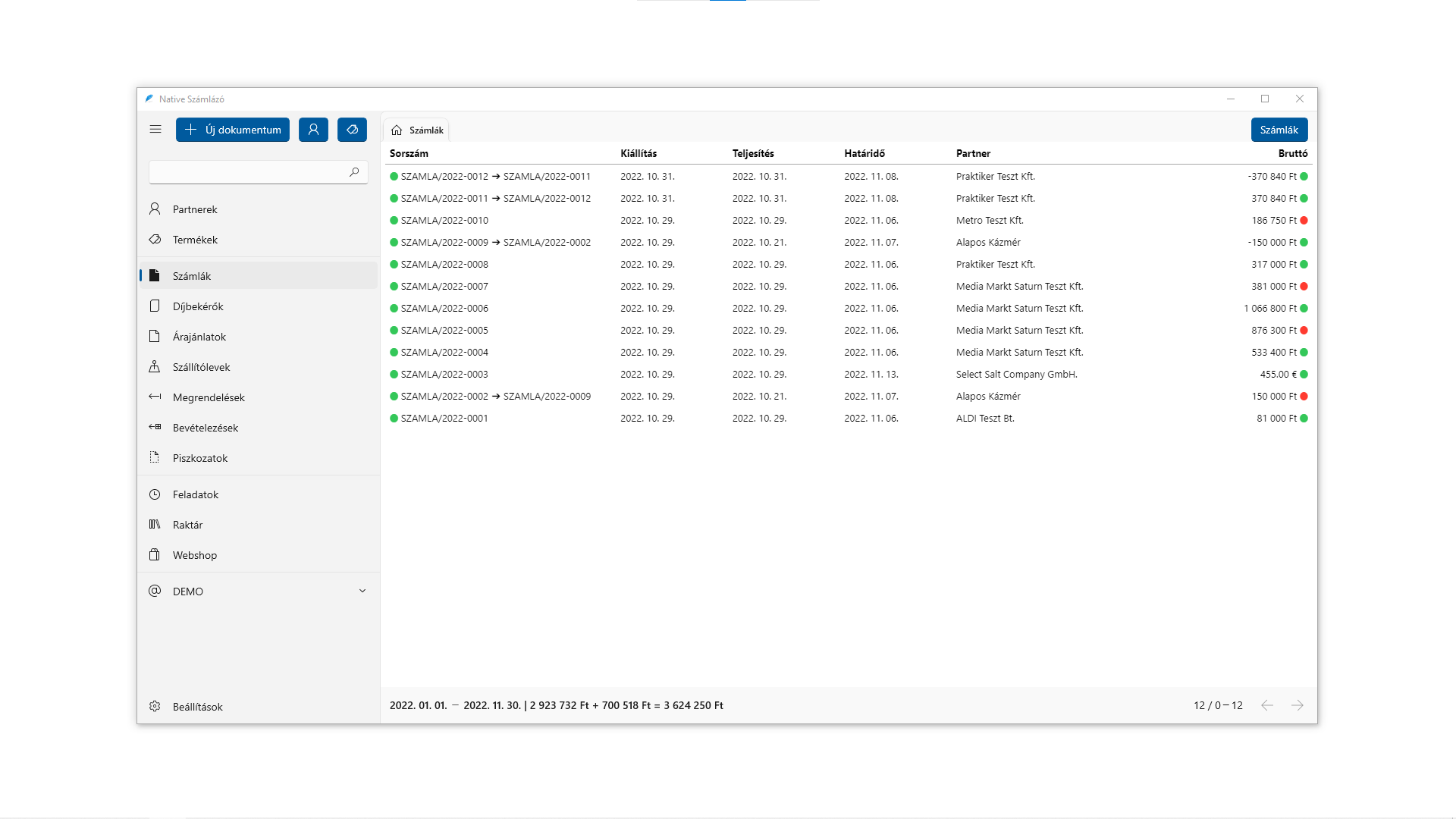 Számlalista (Windows)