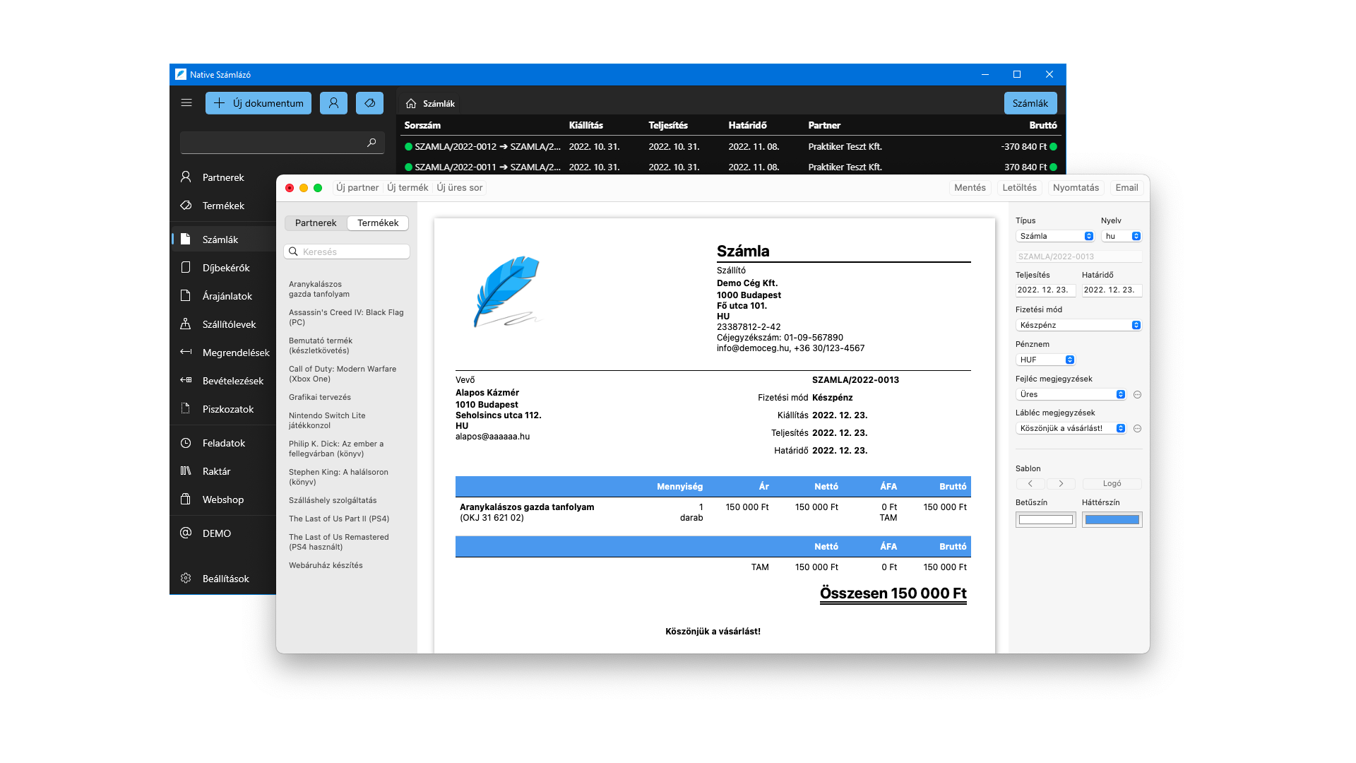 Windows Mac iPhone iPad számlázó program